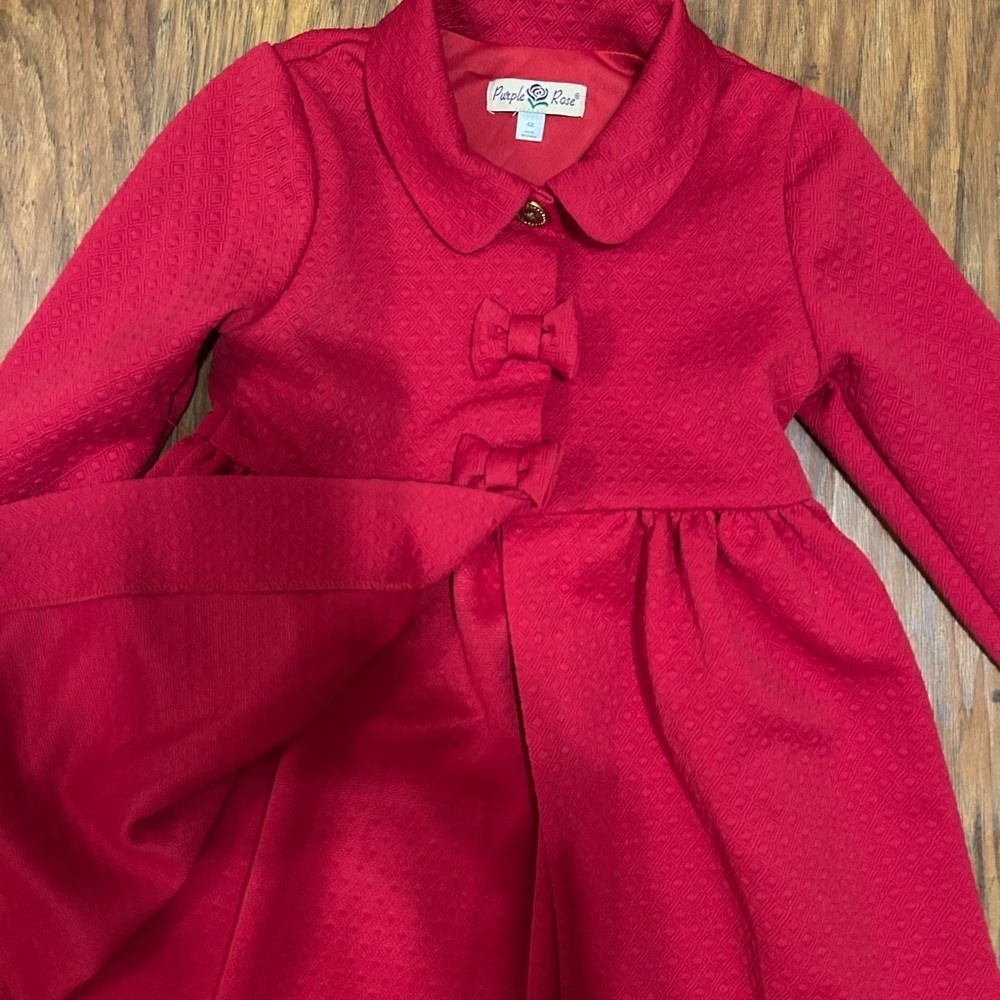 Purple Rose Girl’s Red Pea Coat - Picture 6 of 12